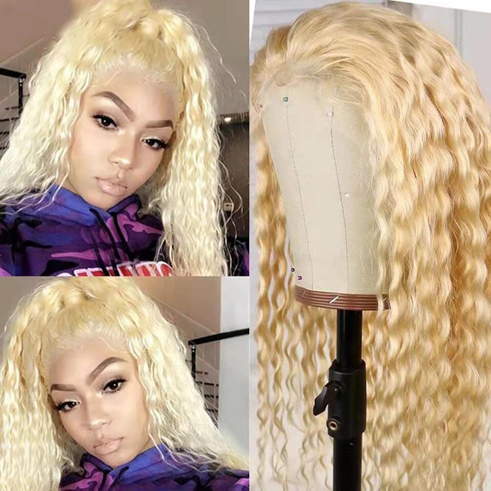 Stema 613 Blonde Full Lace Wig Deep Wave Virgin Hair Wig